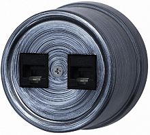 Розетка-ретро компьютерная пластик Bironi Лизетта 2-м. RJ45+RJ45 5е серебрянный век картинка